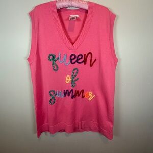 Queen of Sparkles Pink Sweater Vest Mini Dress with  Sequin Sunglasses Size L